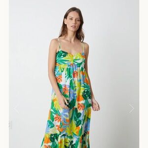Velvet by Graham & Spencer Floral Dress with Green & Blue Accents Size Small NWT